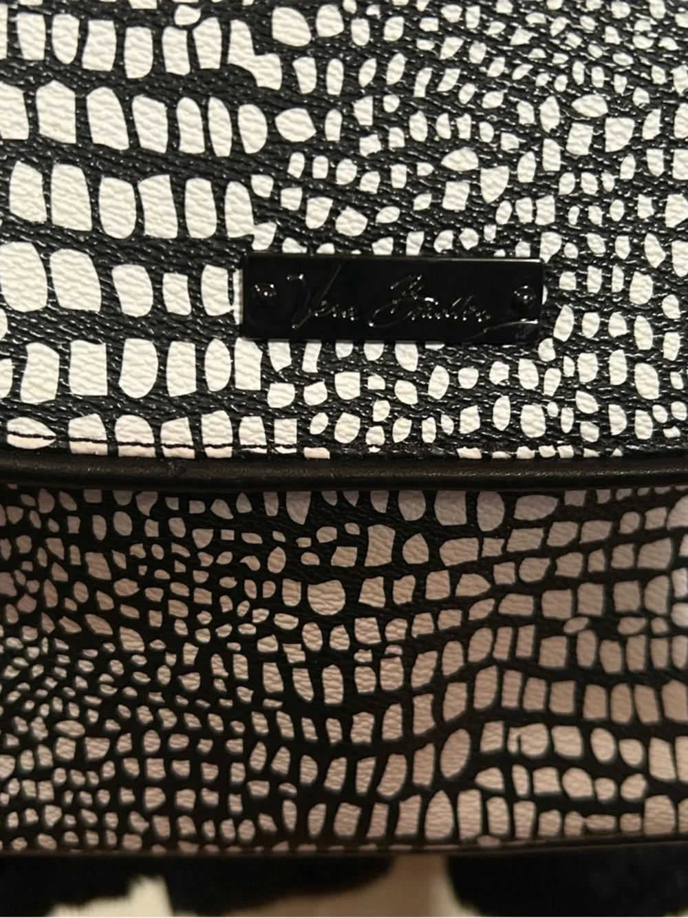 Vera Bradley Crossbody Bag in Midnight Snakeskin Black & White pattern. 7”x10”
